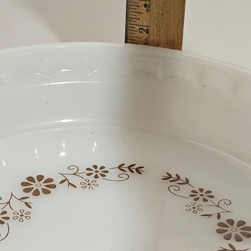 Retro Milkglass Brown Daisy Pie Plate 9" Dynaware 1970s Py-r-rey Made in Mexico - Picture 5 of 9